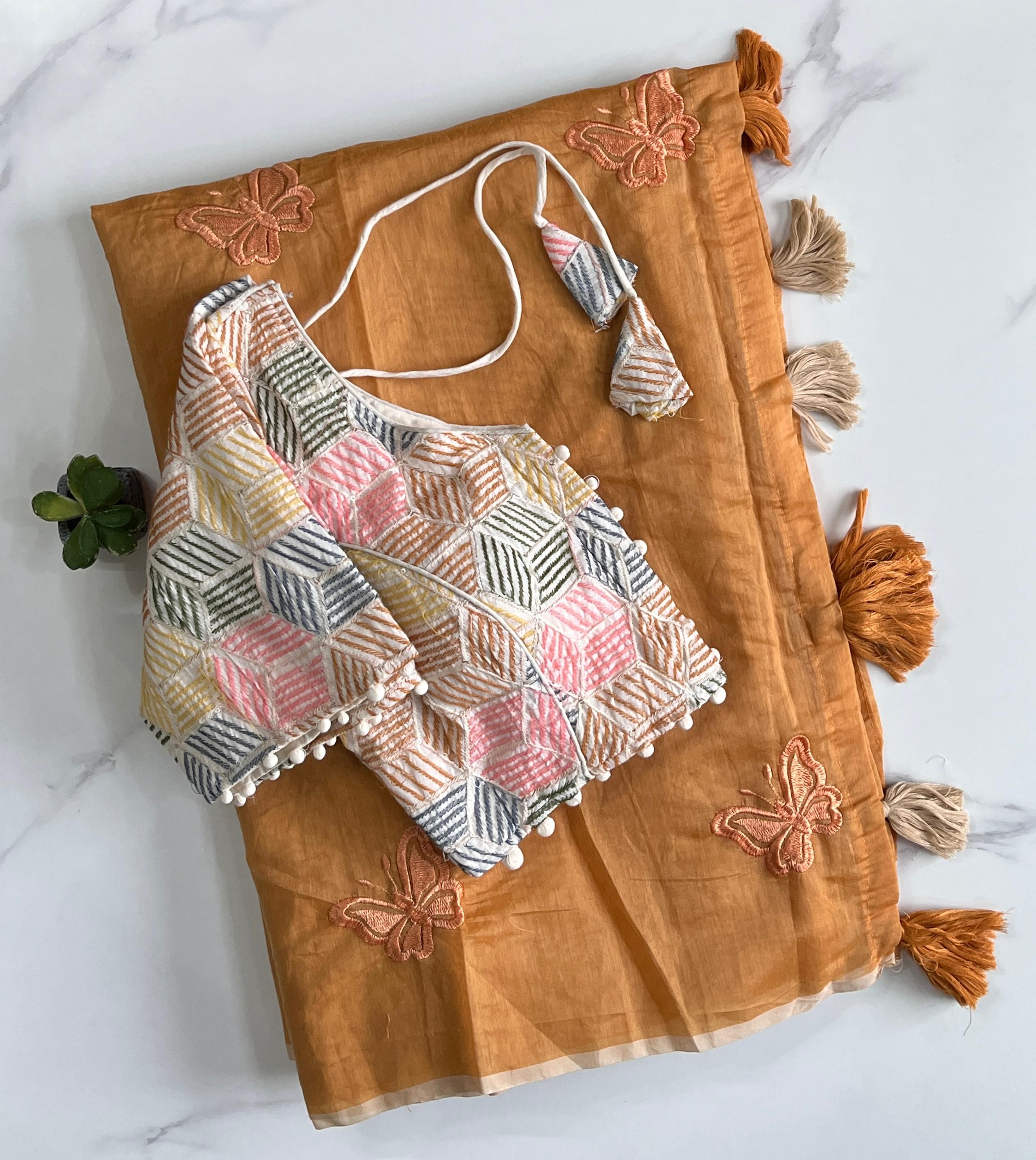 Saree + stitched blouse