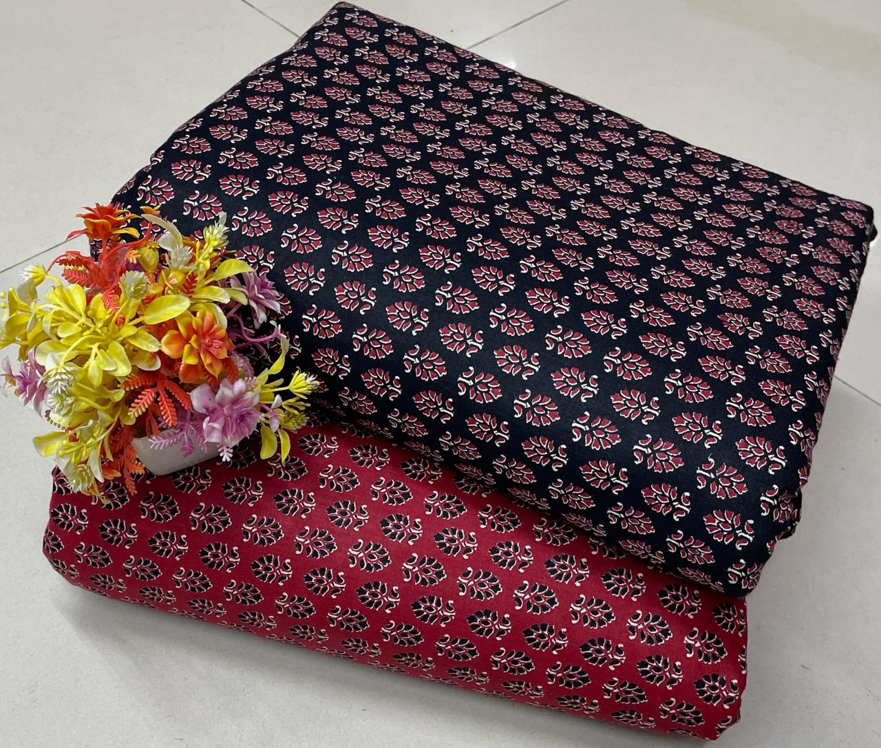 Pure Cotton Block Printed Top & Bottom Material | CH0005