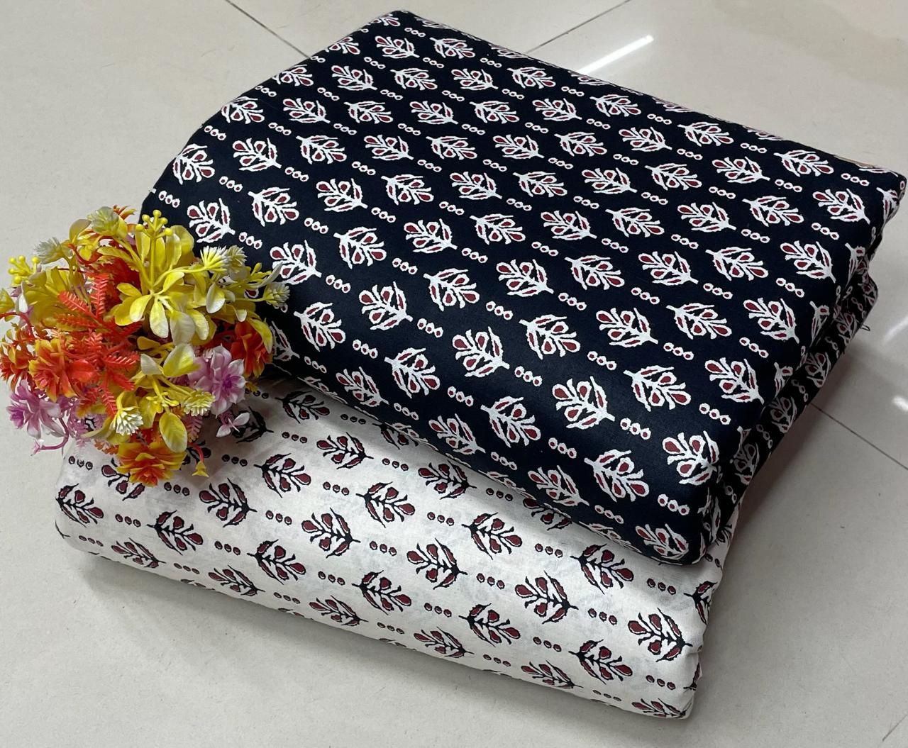 Pure Cotton Block Printed Top & Bottom Material | CH0005