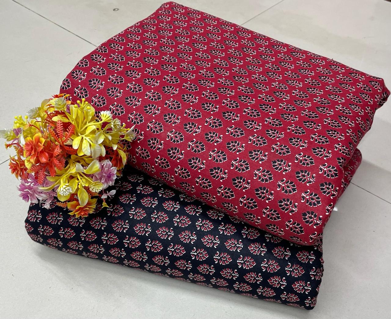 Pure Cotton Block Printed Top & Bottom Material | CH0005