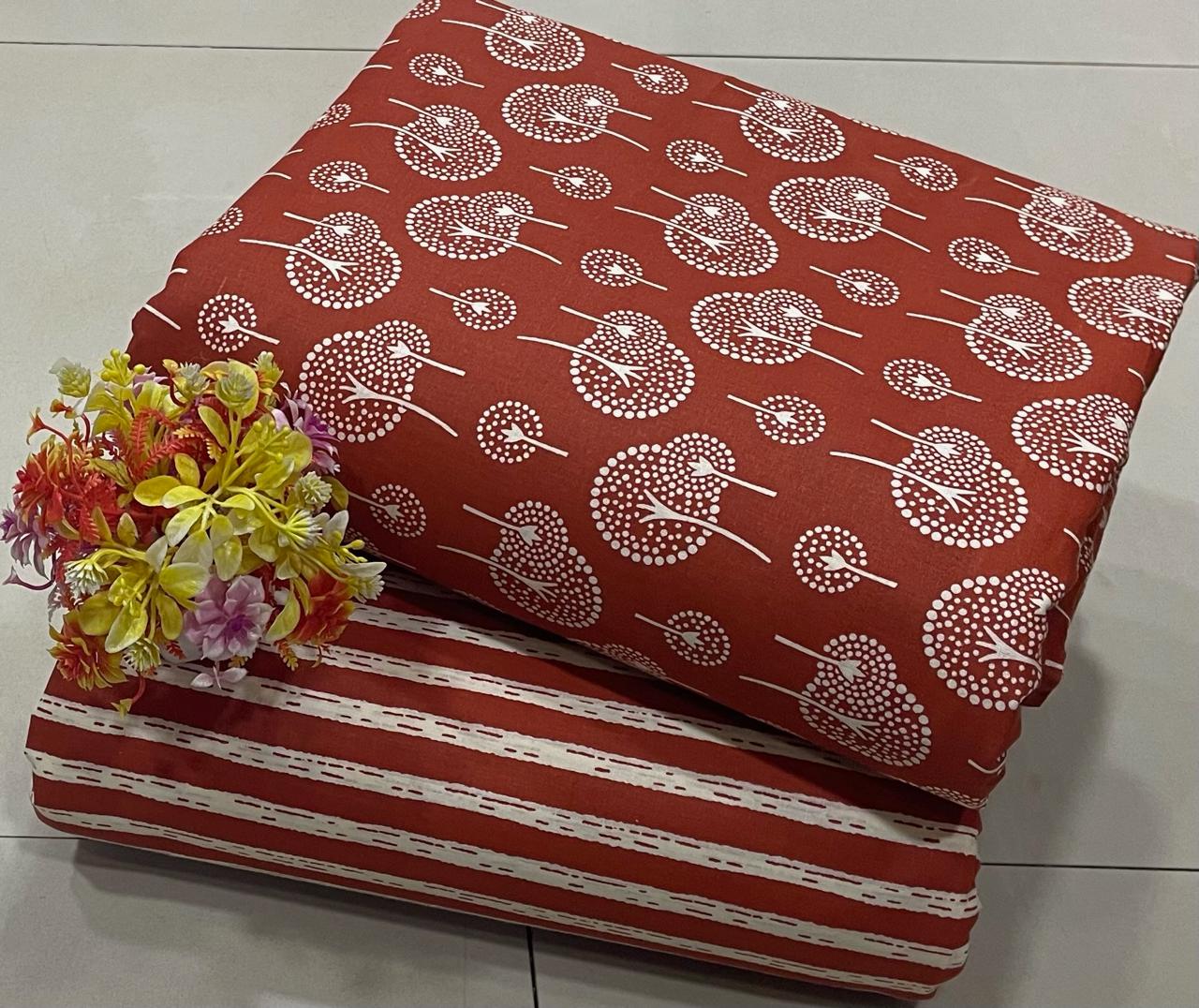 Pure Cotton Block Printed Top & Bottom Material | CH0005