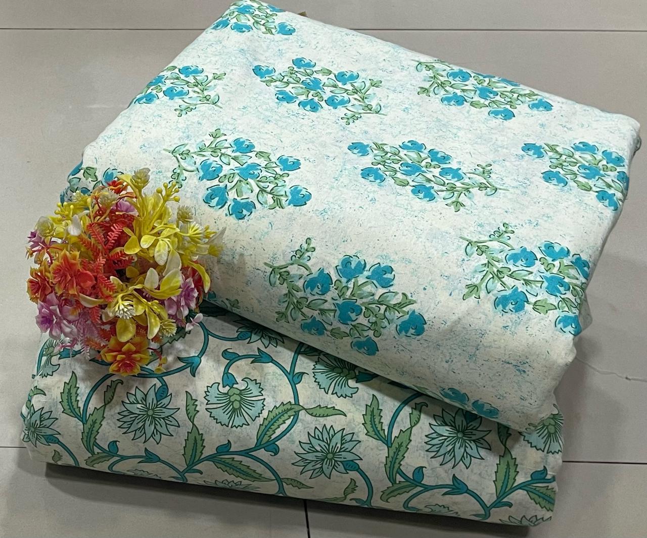 Pure Cotton Block Printed Top & Bottom Material | CH0005