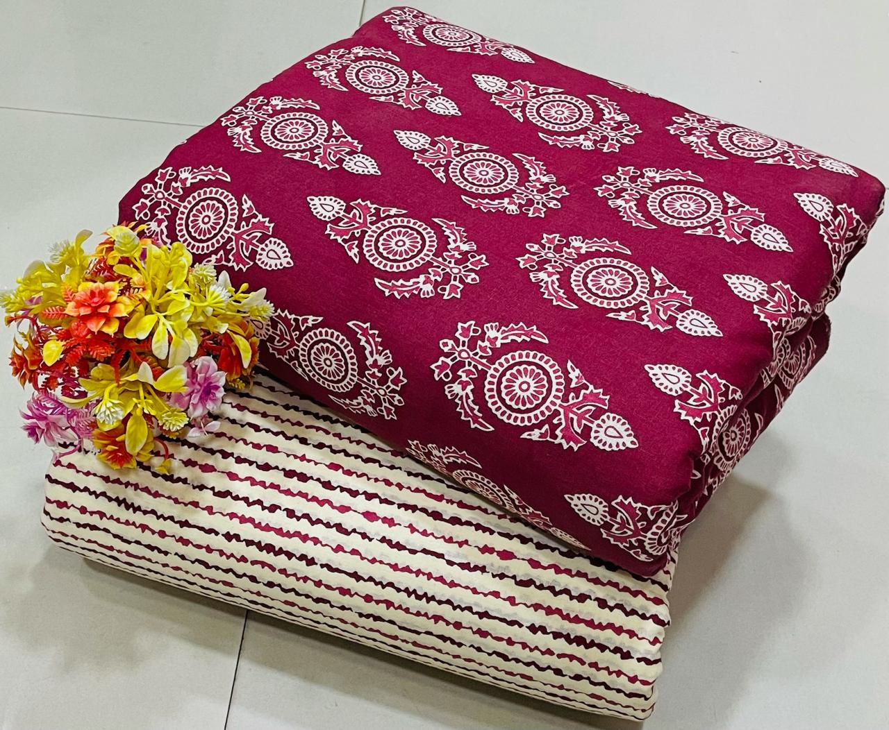 Pure Cotton Block Printed Top & Bottom Material | CH0005