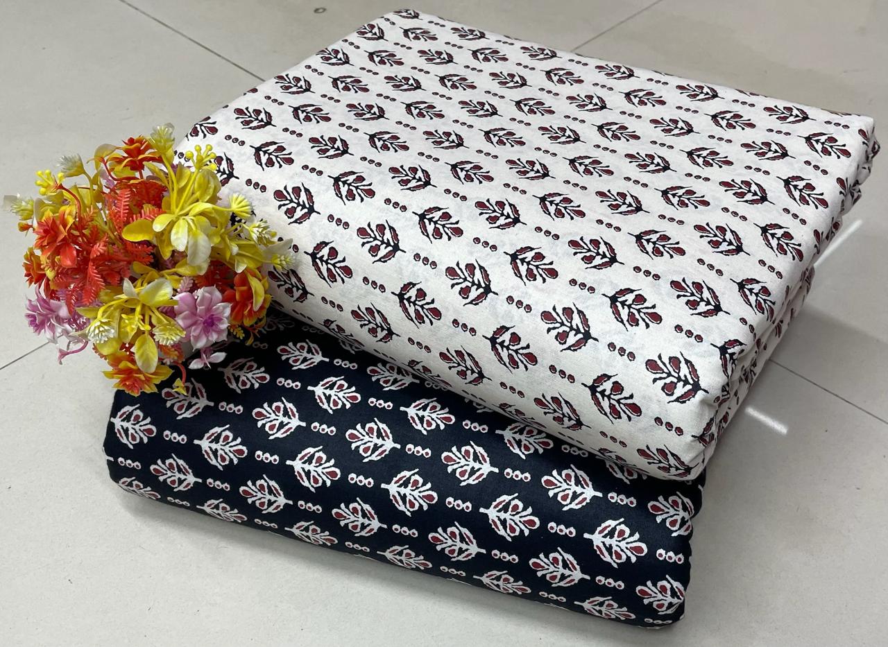 Pure Cotton Block Printed Top & Bottom Material | CH0005