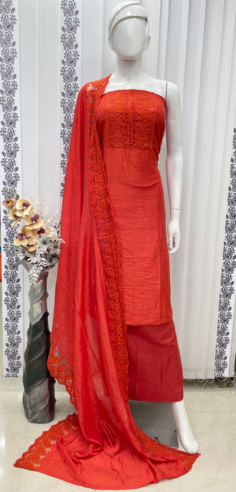 Silk lace designer suit set