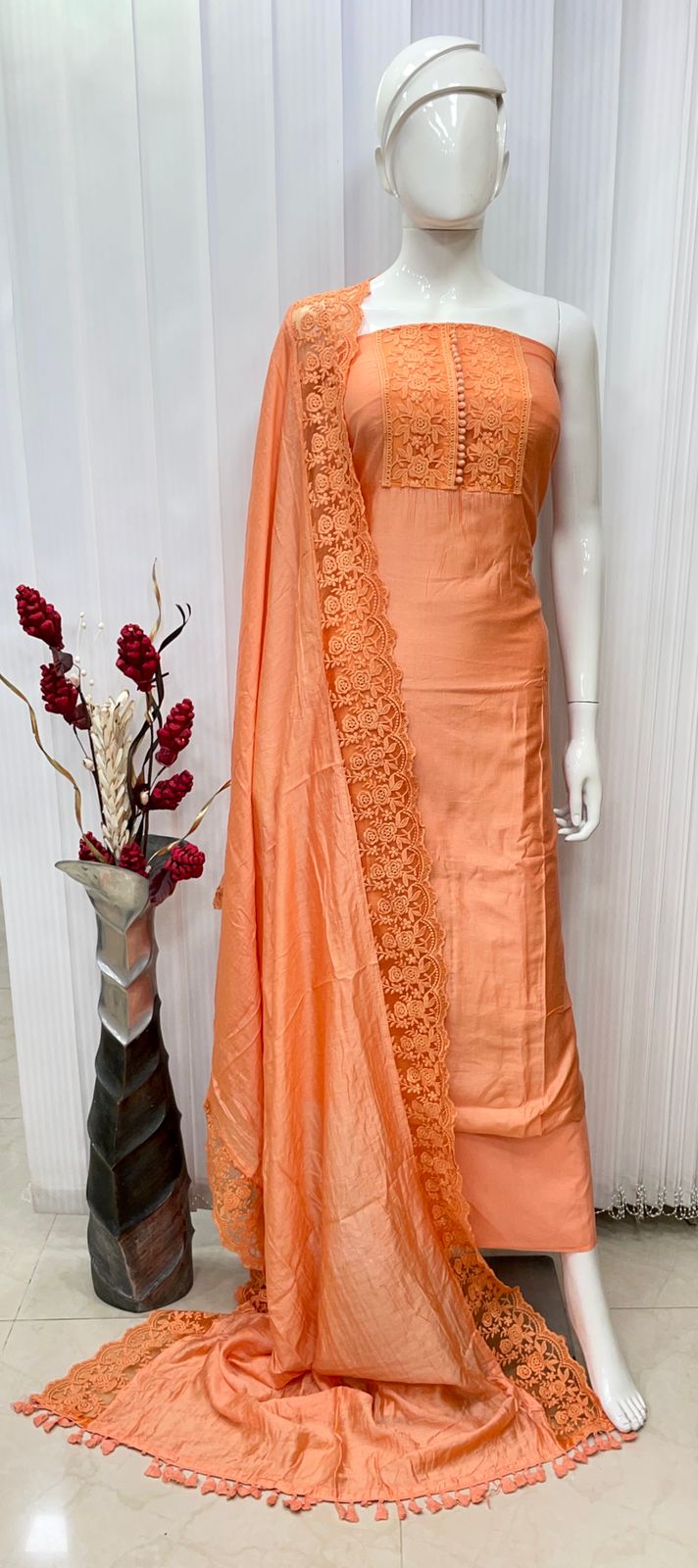 Silk lace designer suit set