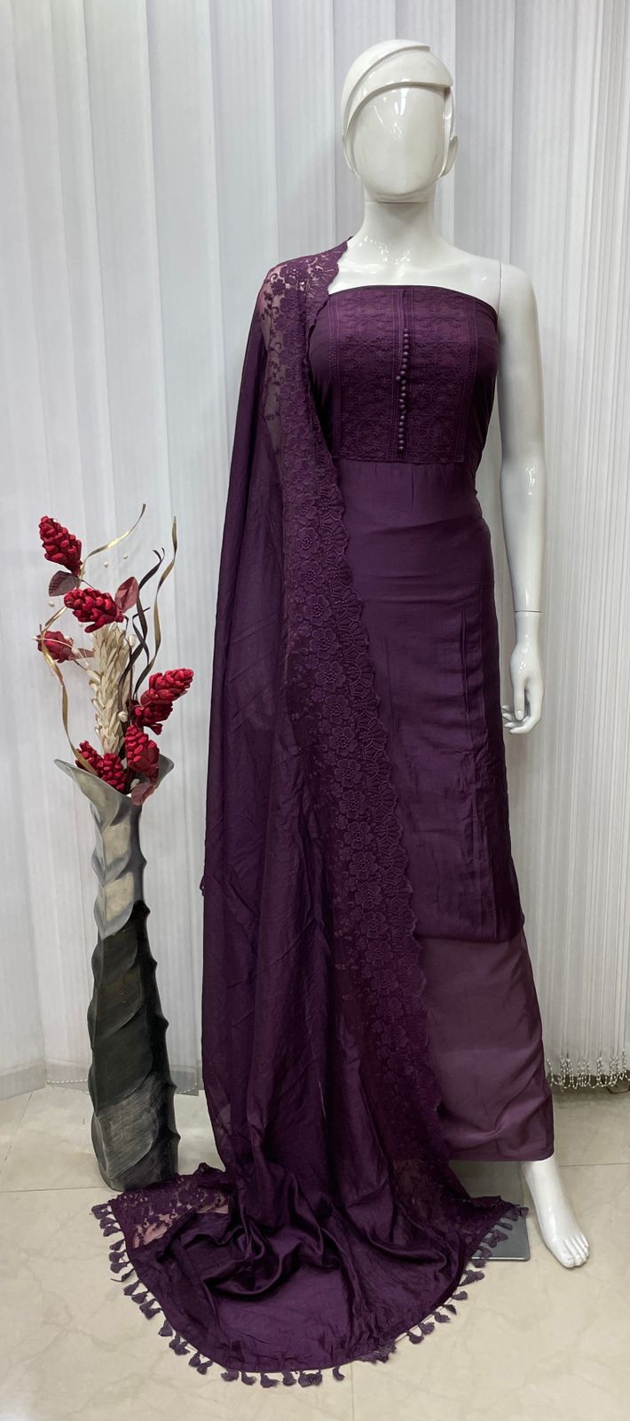 Silk lace designer suit set