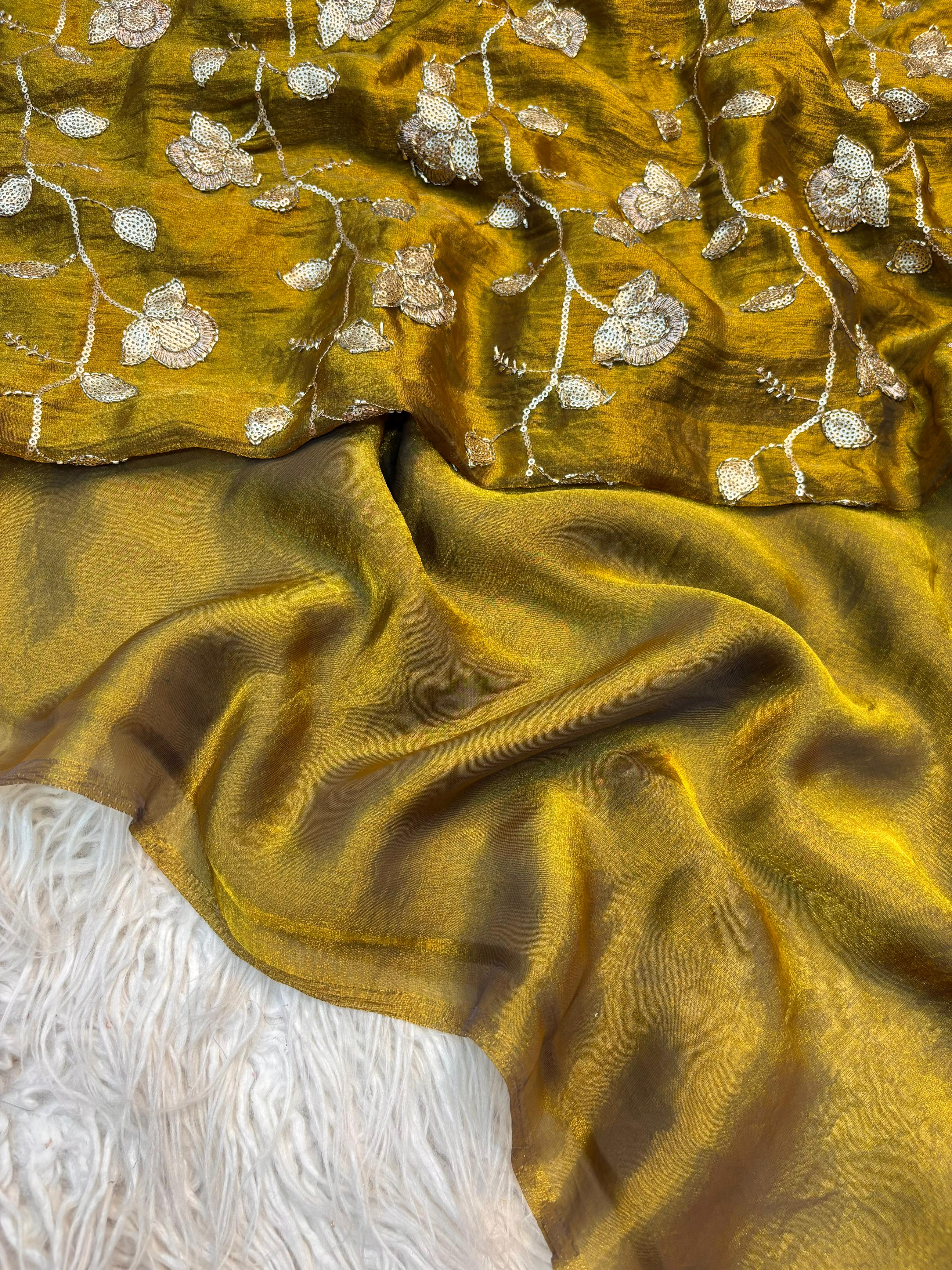 Two Tone fancy viscose saree with designer blouse | GF0011