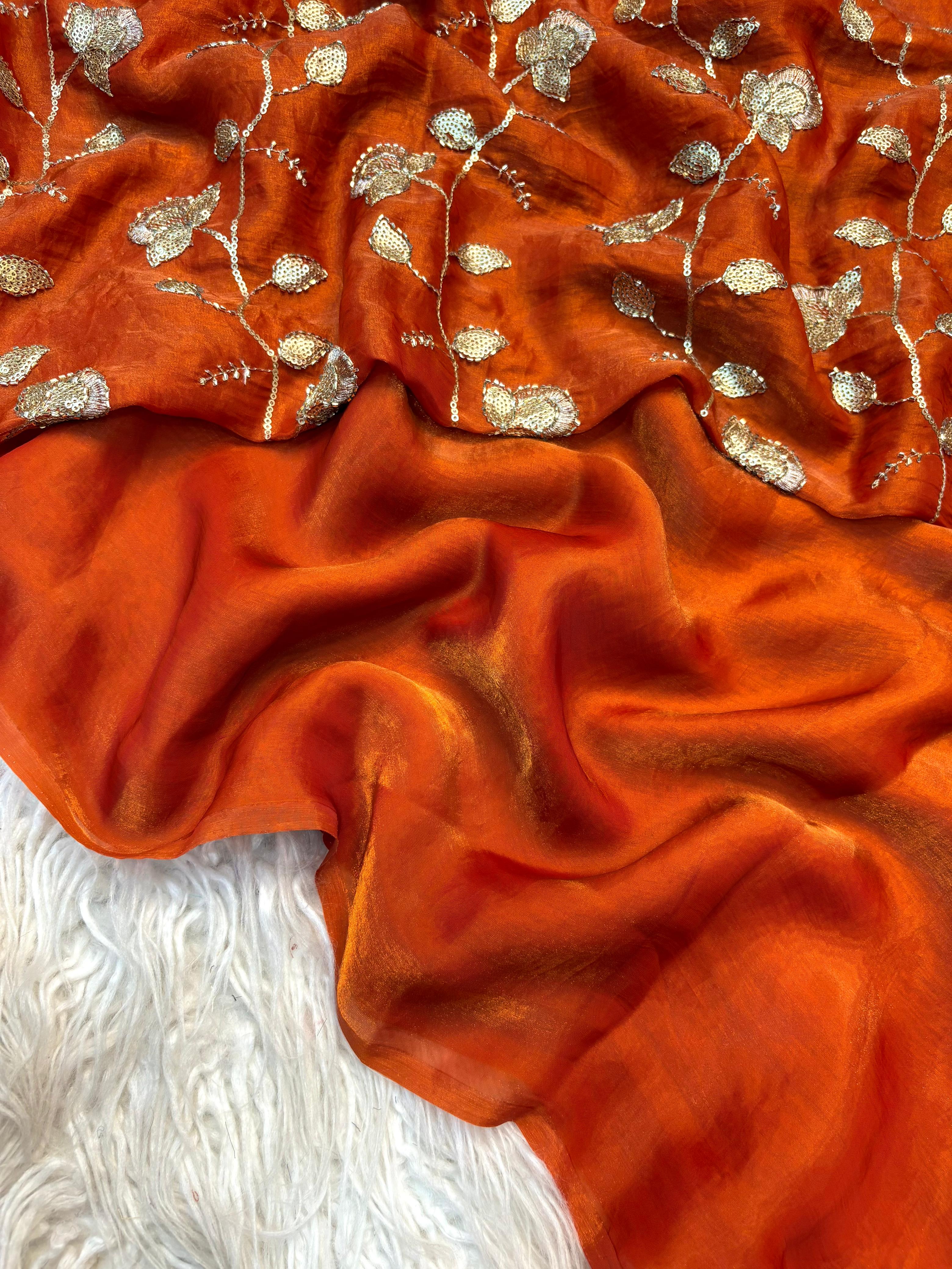 Two Tone fancy viscose saree with designer blouse | GF0011