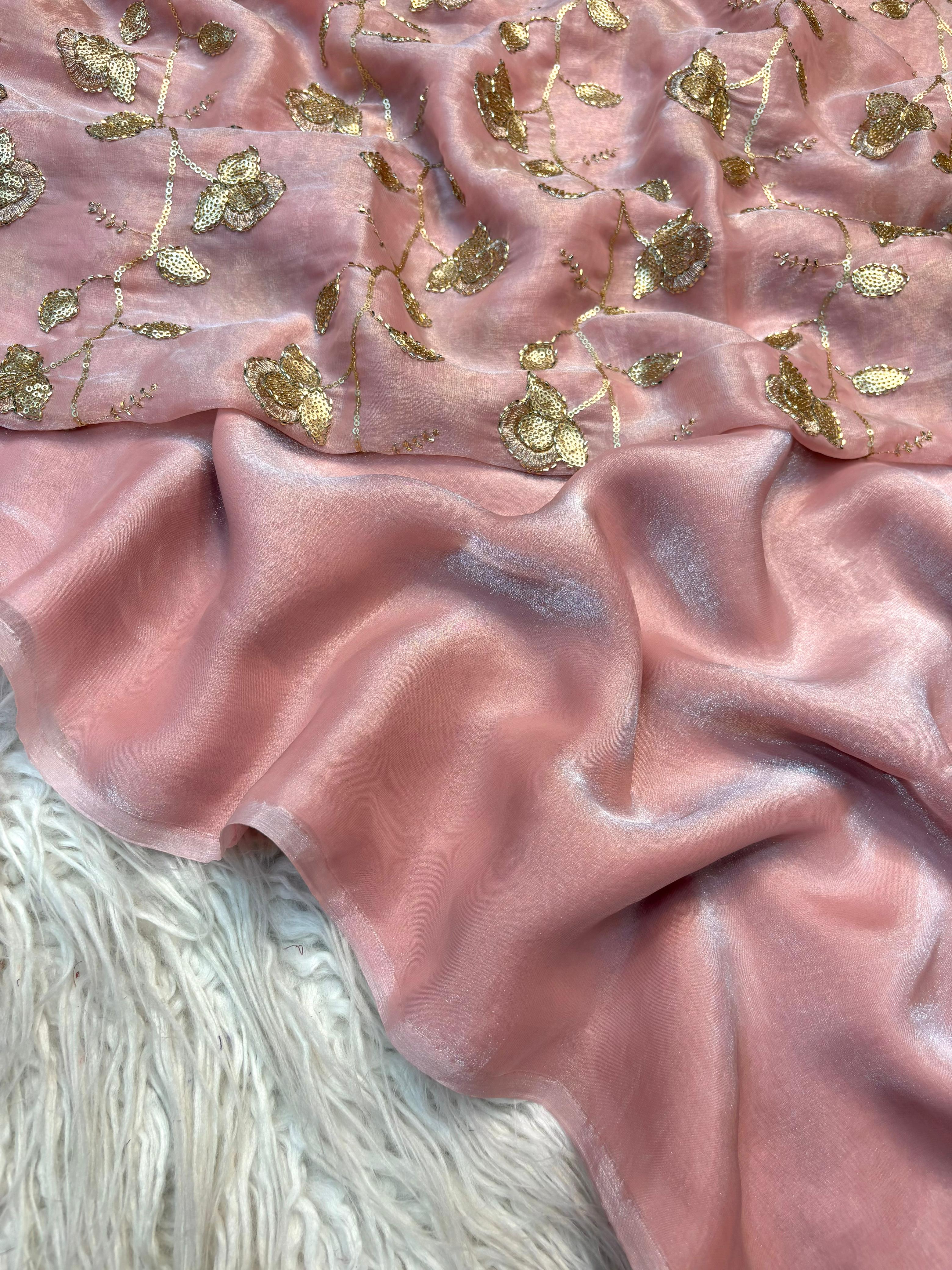 Two Tone fancy viscose saree with designer blouse | GF0011