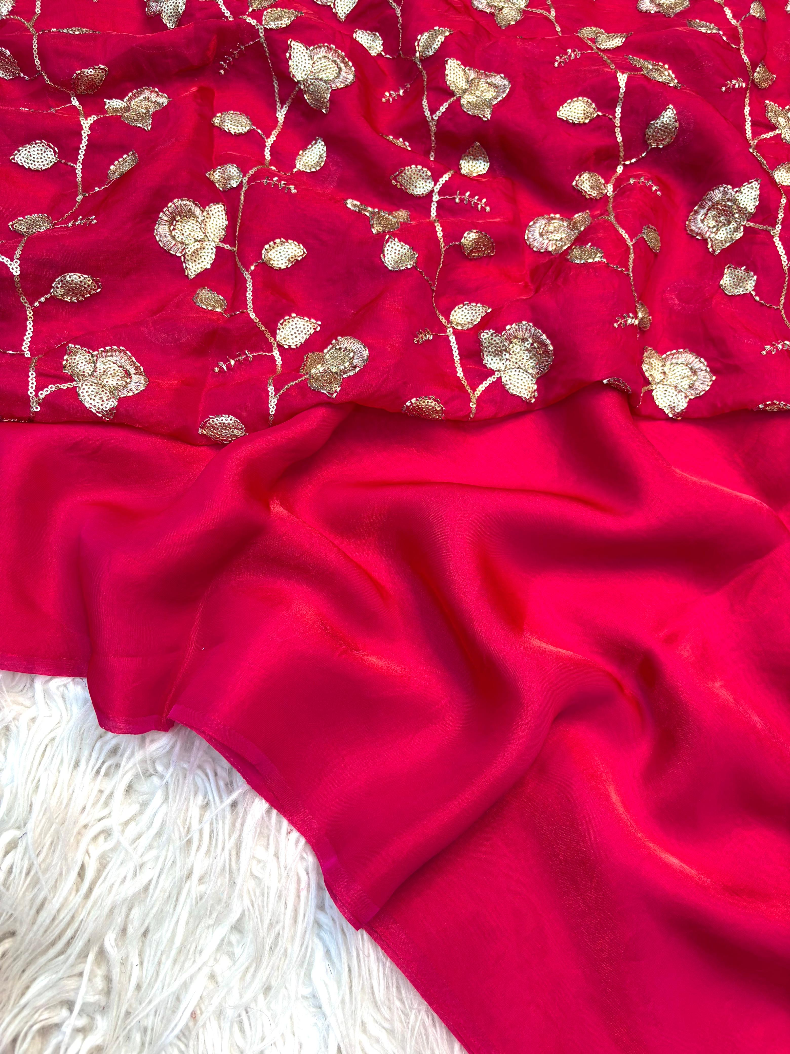 Two Tone fancy viscose saree with designer blouse | GF0011