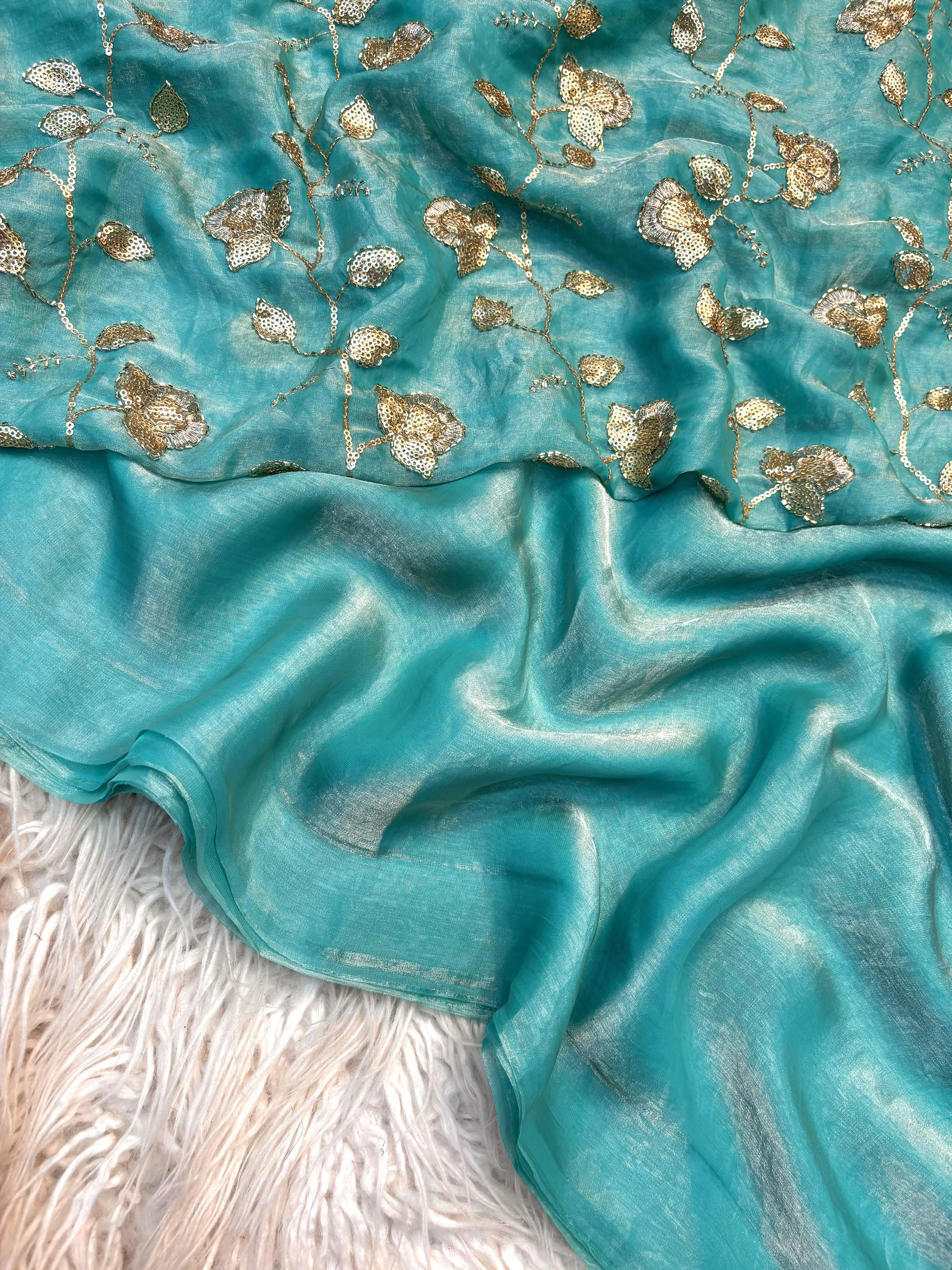 Two Tone fancy viscose saree with designer blouse | GF0011