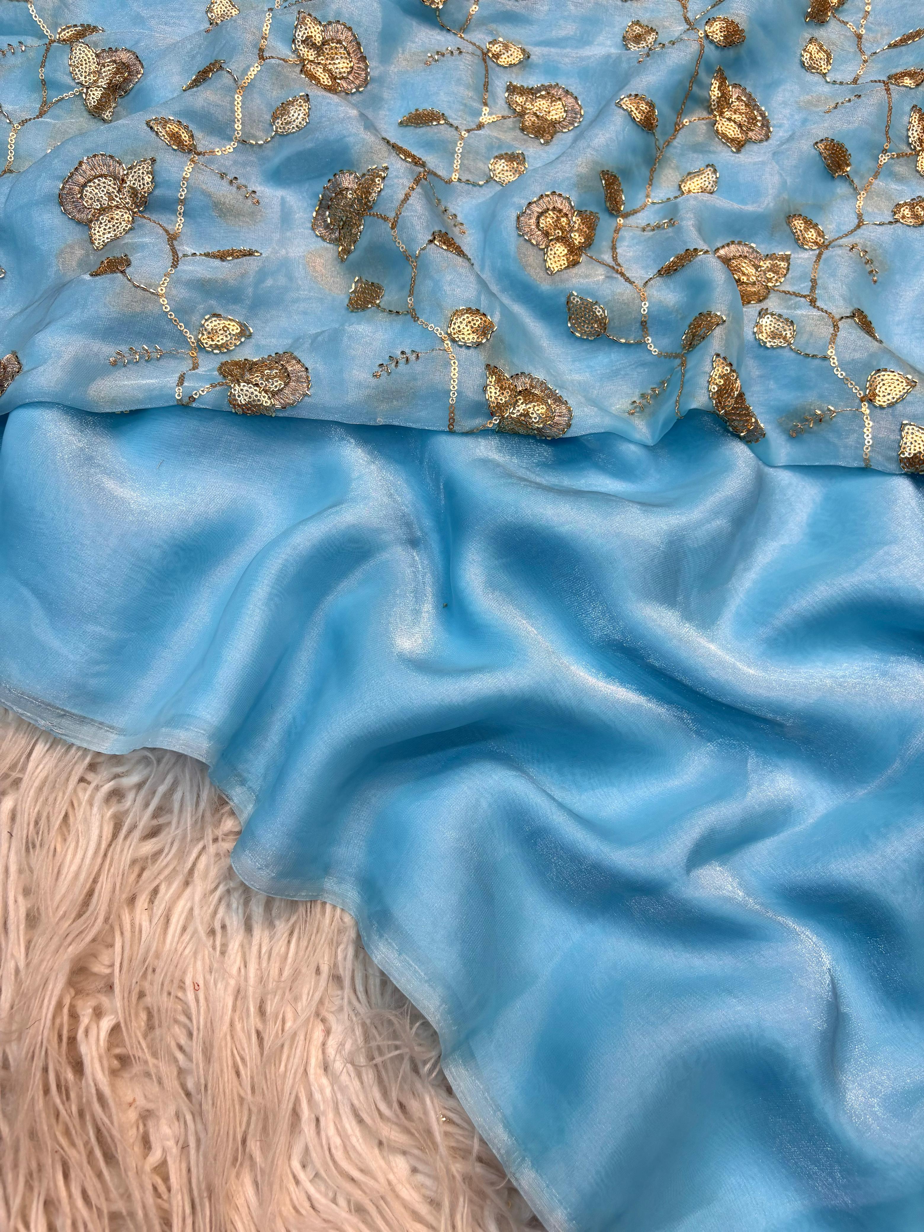 Two Tone fancy viscose saree with designer blouse | GF0011