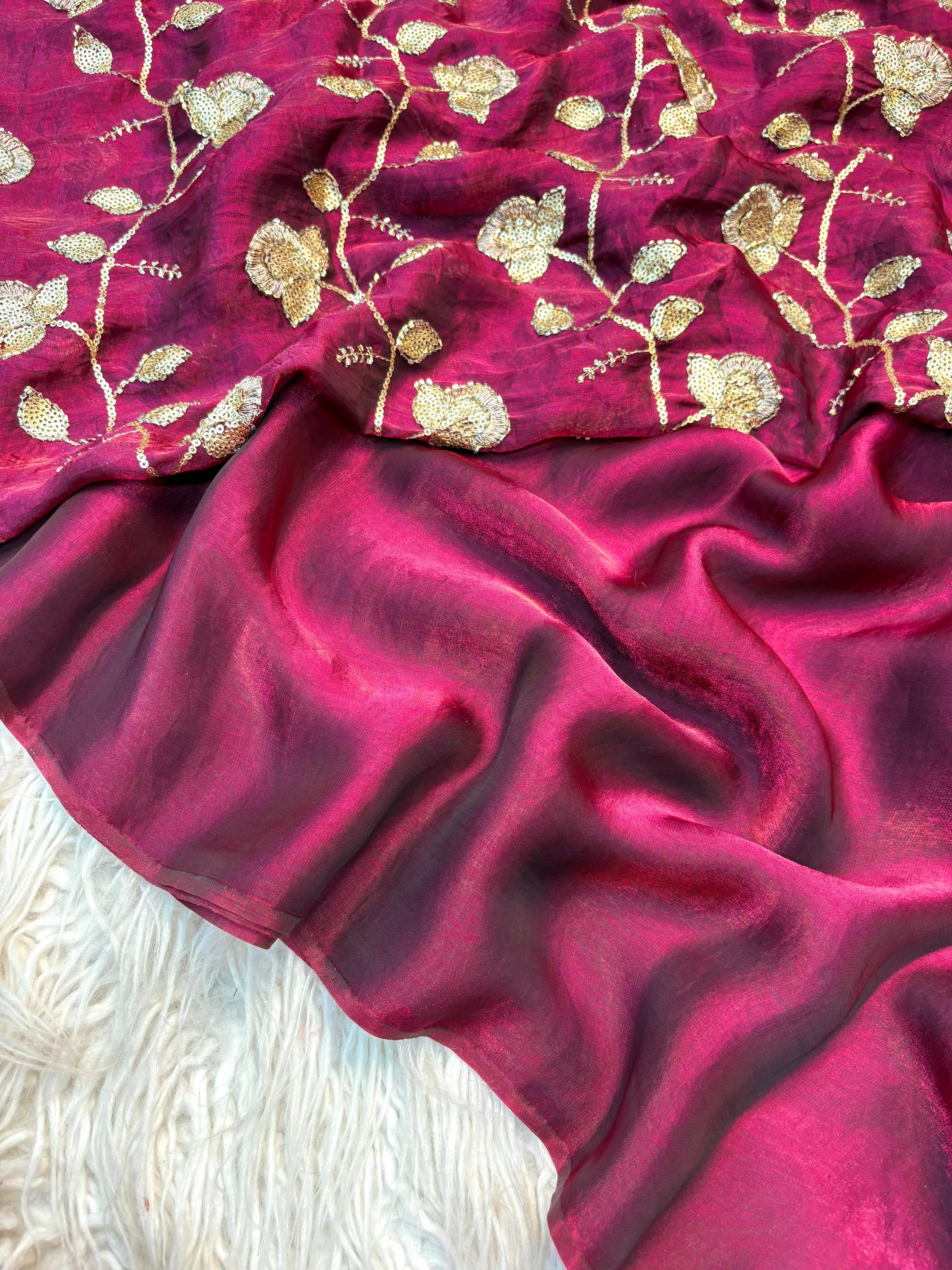 Two Tone fancy viscose saree with designer blouse | GF0011