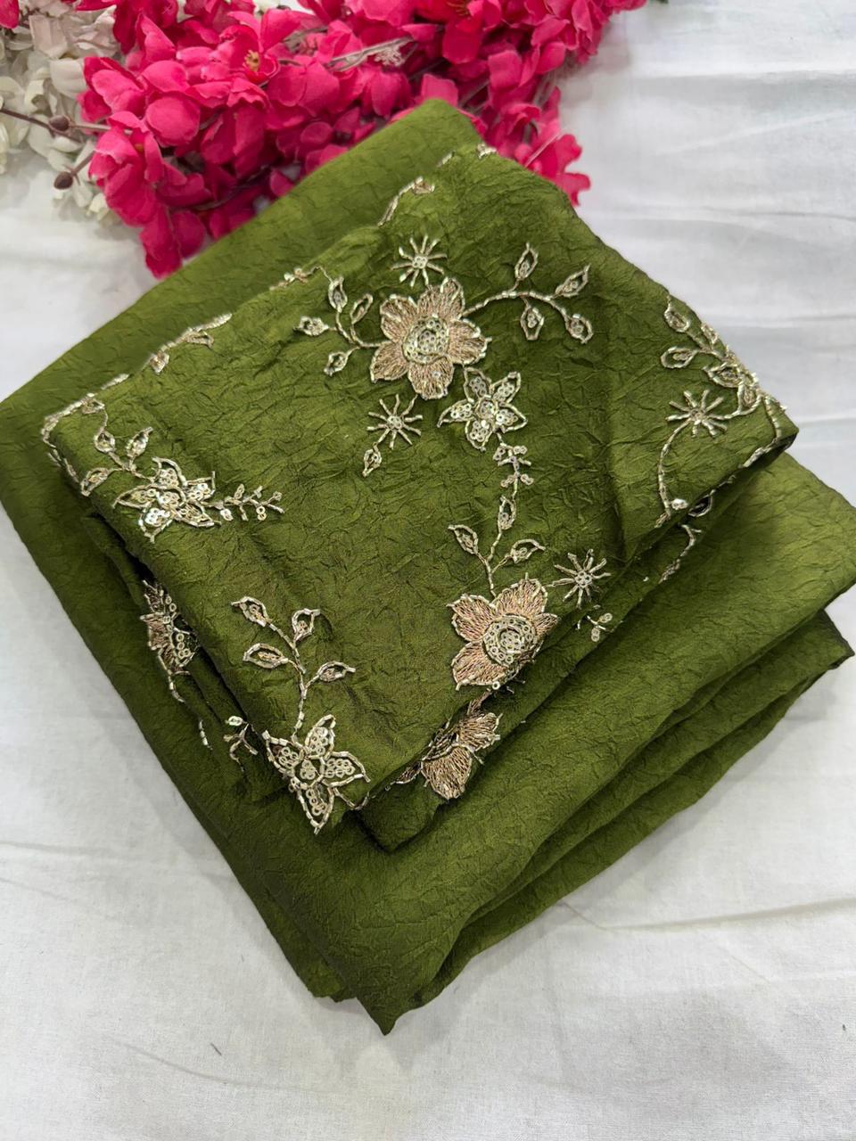 Rangoli Crush Saree With Sequence Work Blouse | GF0012