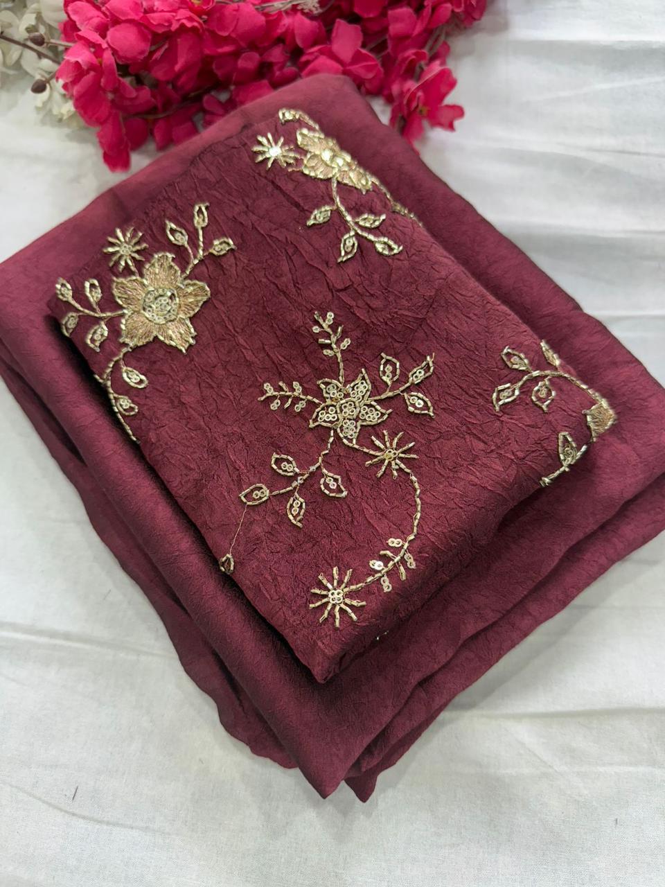 Rangoli Crush Saree With Sequence Work Blouse | GF0012