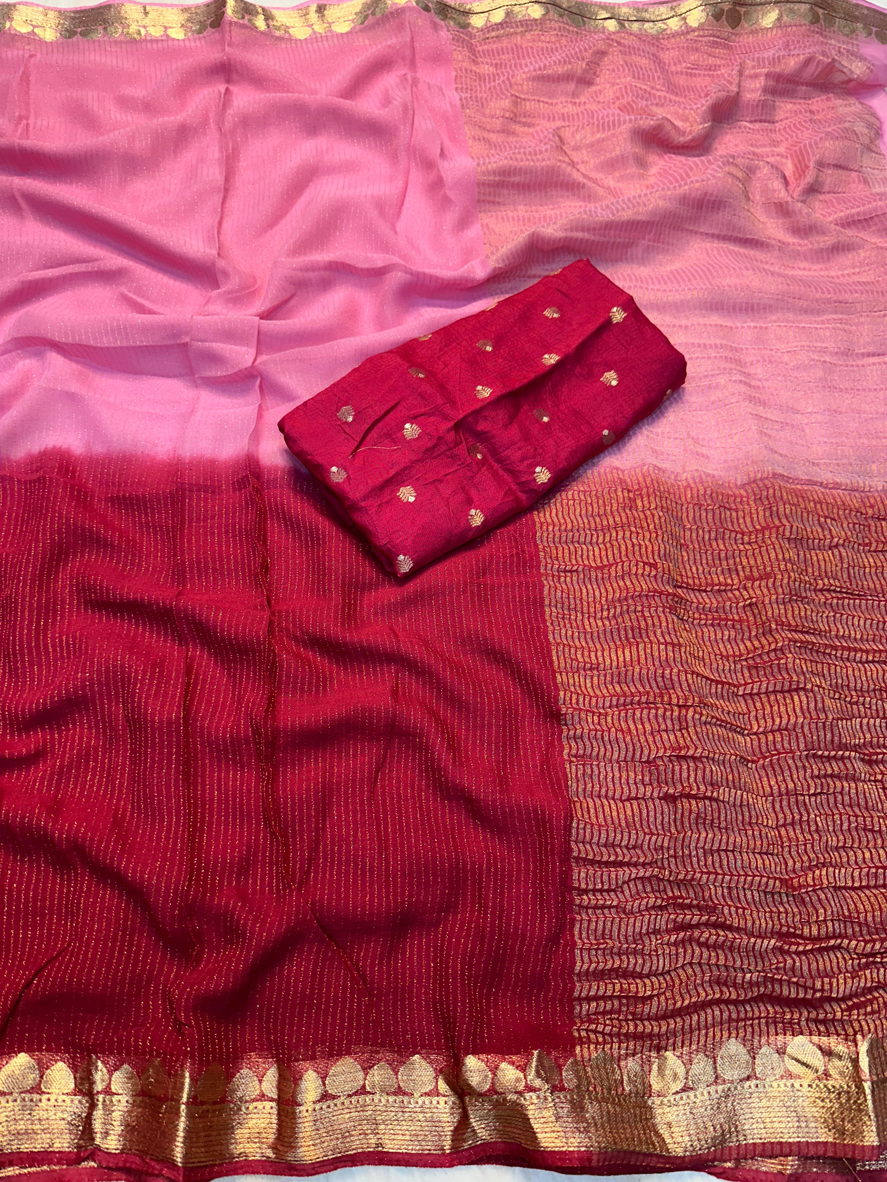 Viscose jacquard weaving dual tone saree with blouse |  GF0014