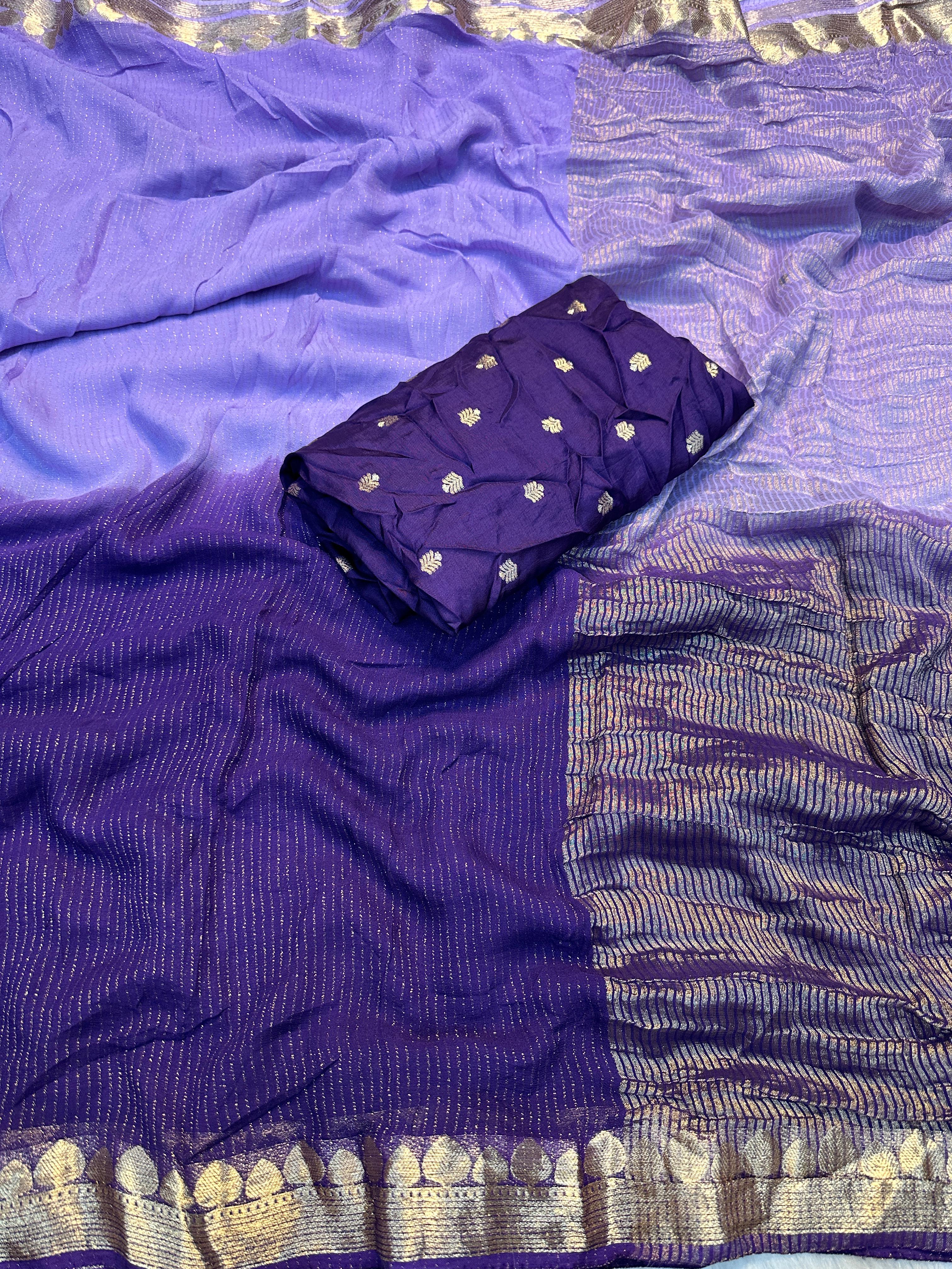 Viscose jacquard weaving dual tone saree with blouse |  GF0014