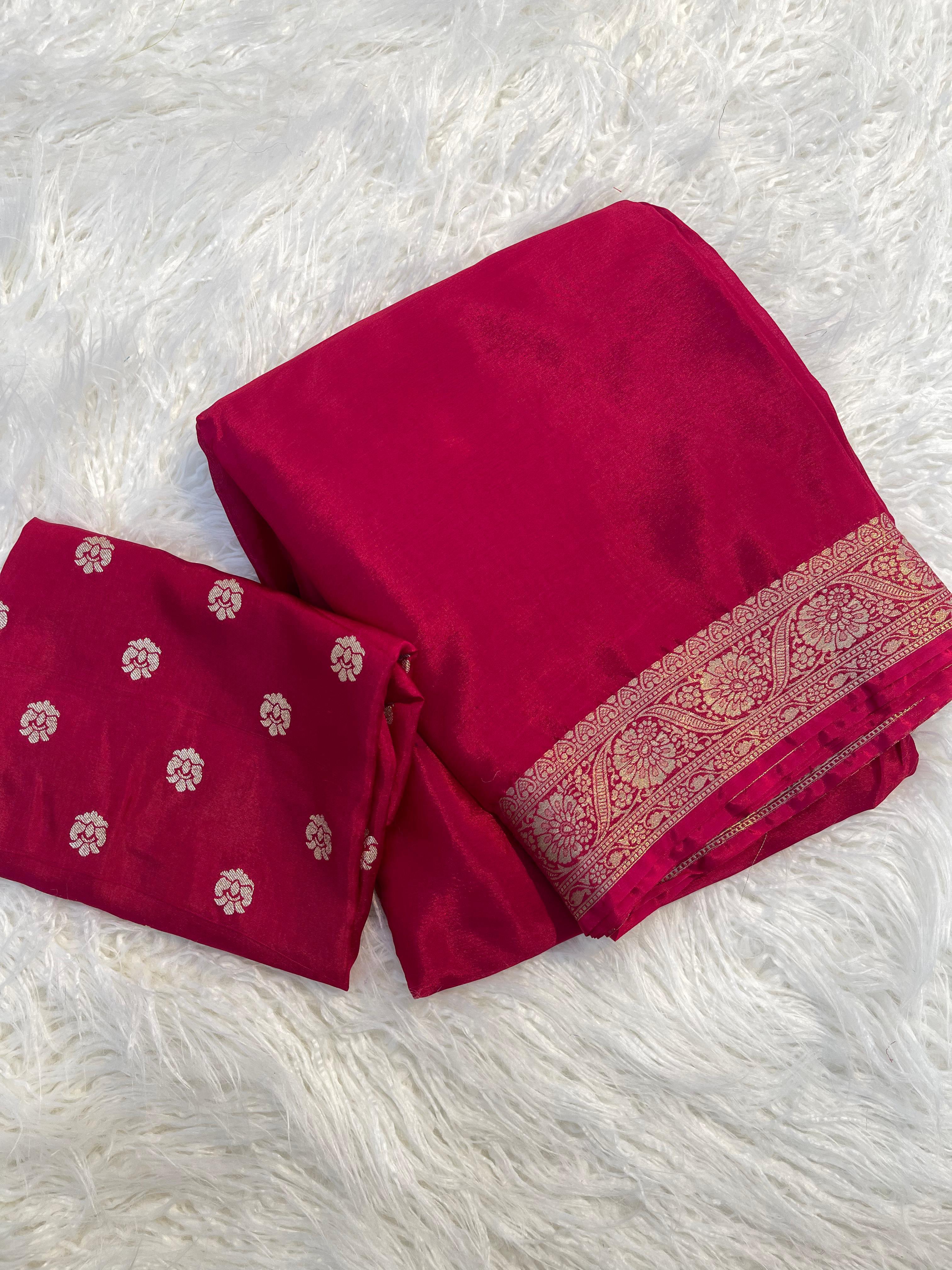 Viscose Chinnon Saree with Jacquard designer blouse | GF0028