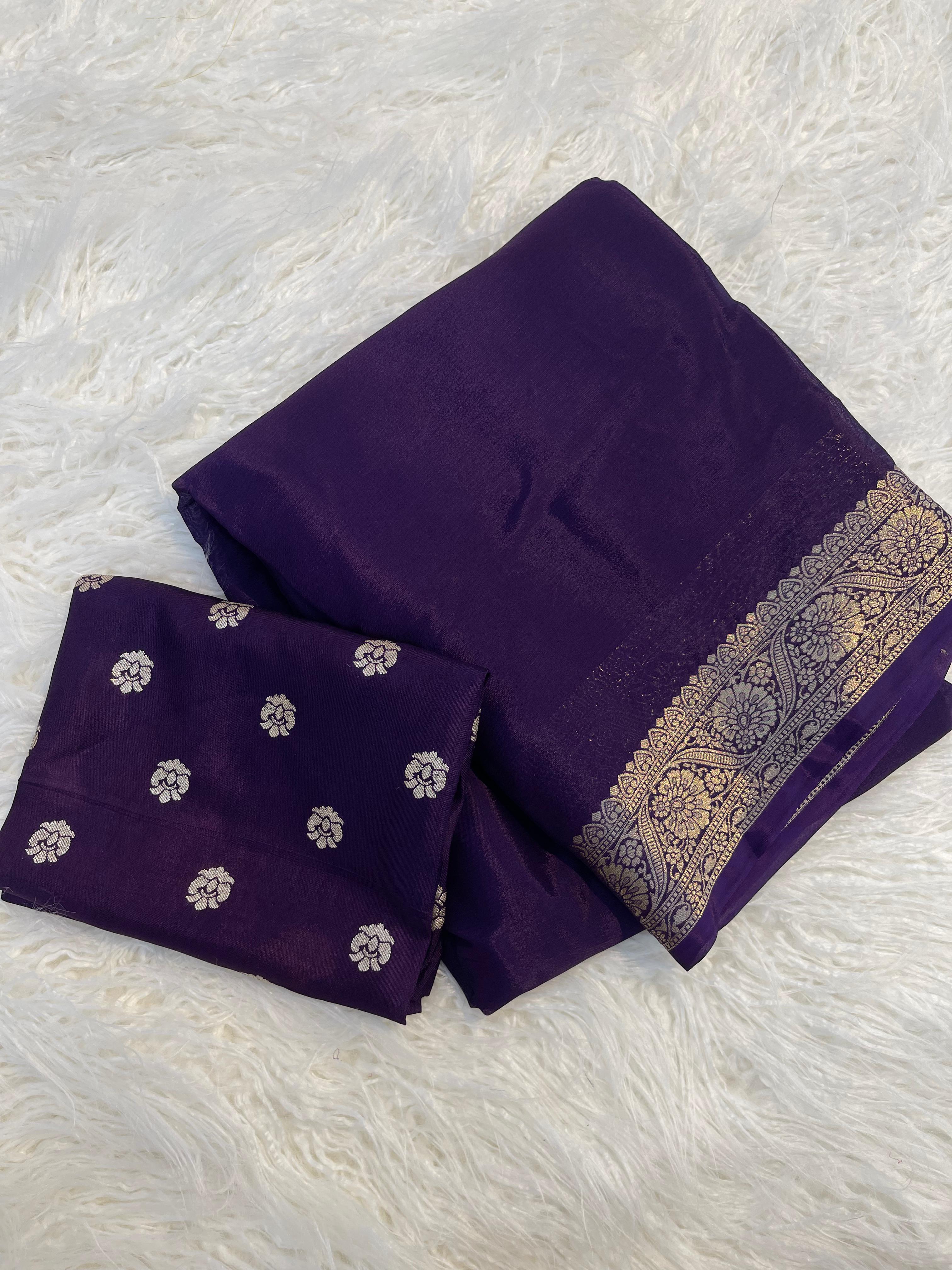 Viscose Chinnon Saree with Jacquard designer blouse | GF0028