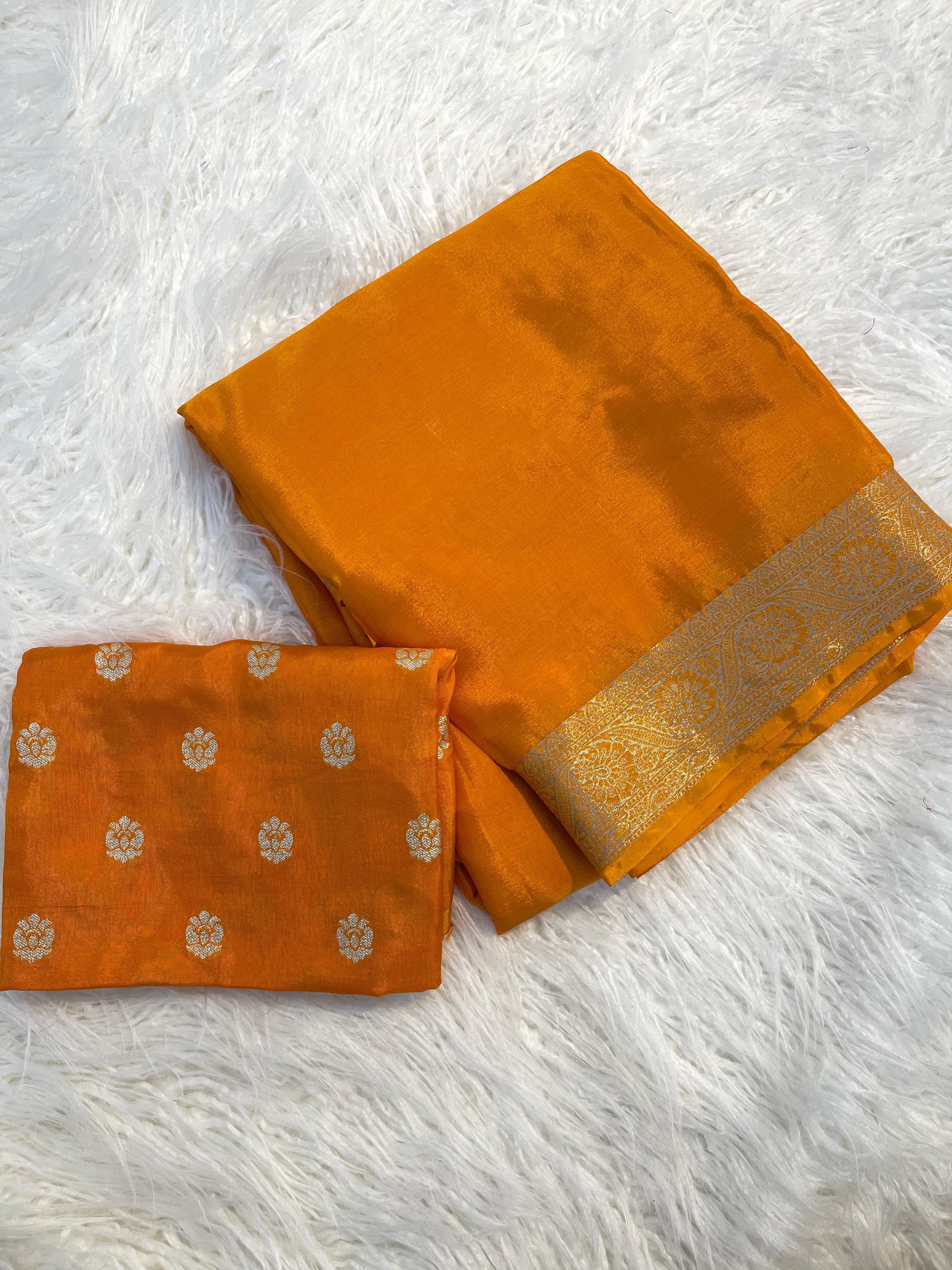 Viscose Chinnon Saree with Jacquard designer blouse | GF0028