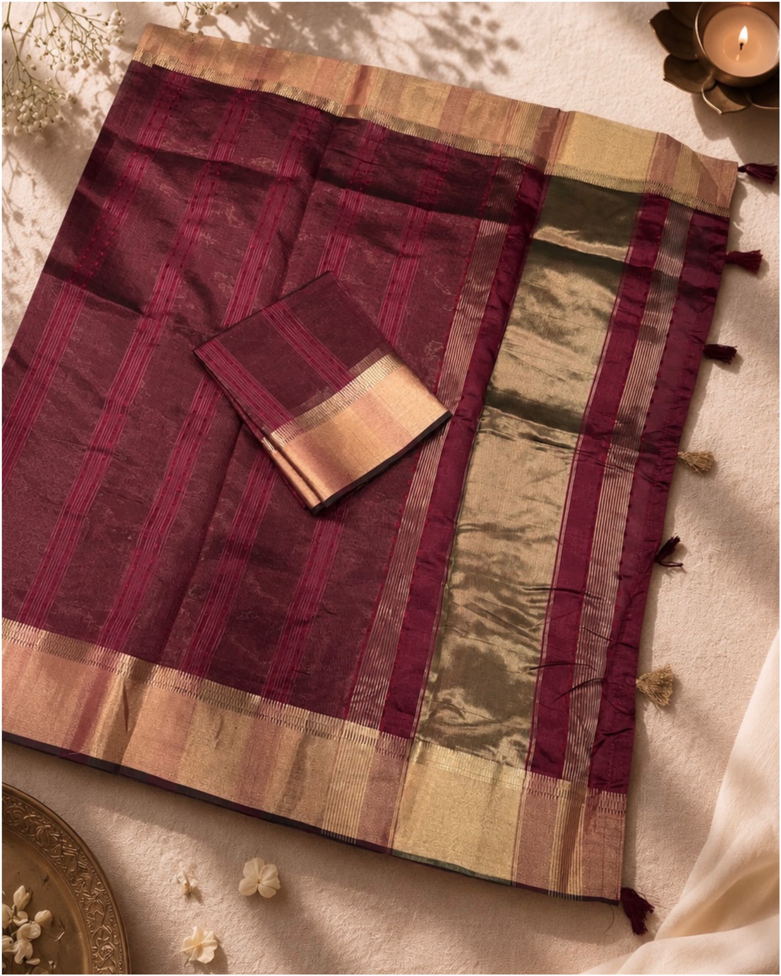 Cotton zari woven saree with running blouse