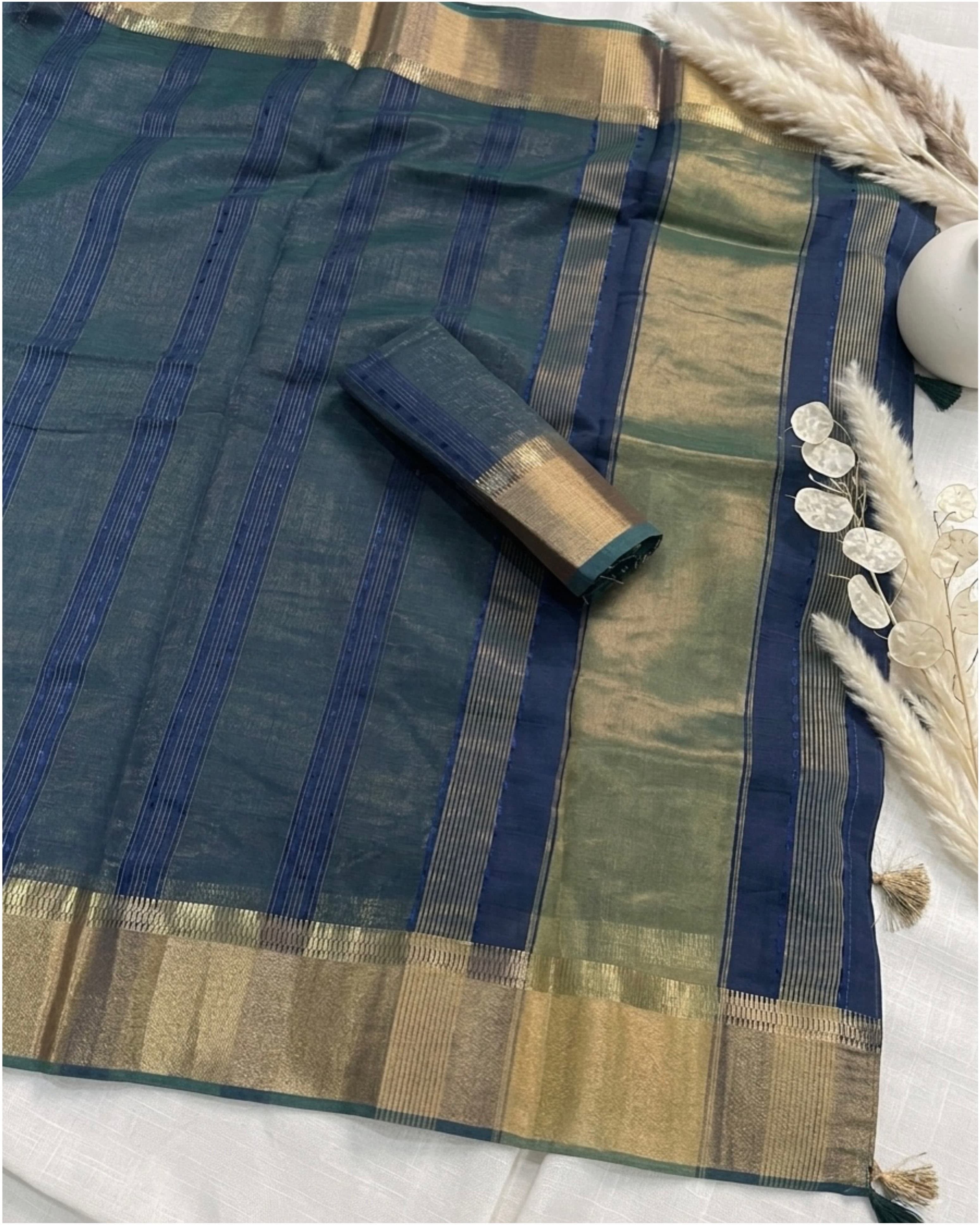 Cotton zari woven saree with running blouse