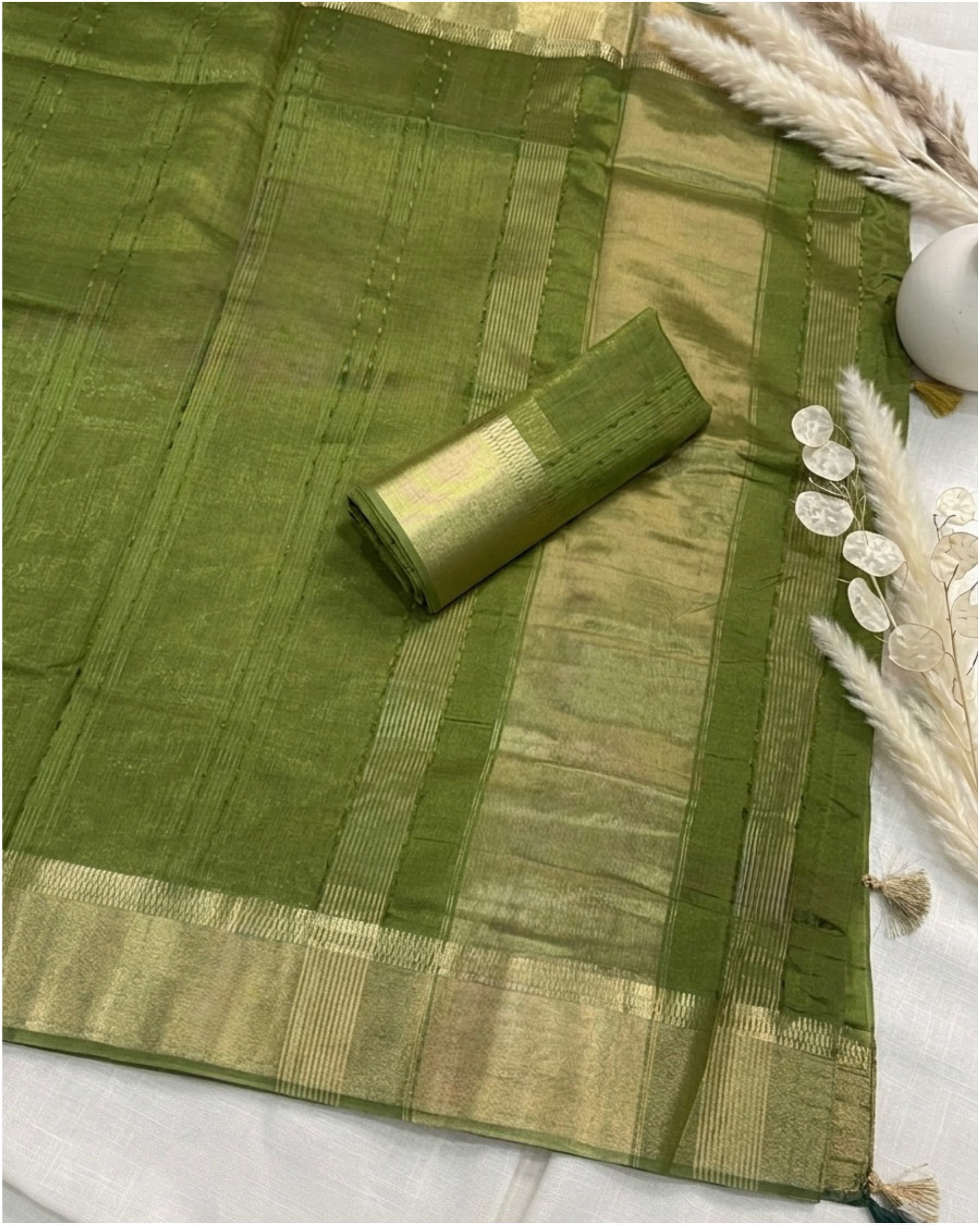 Cotton zari woven saree with running blouse