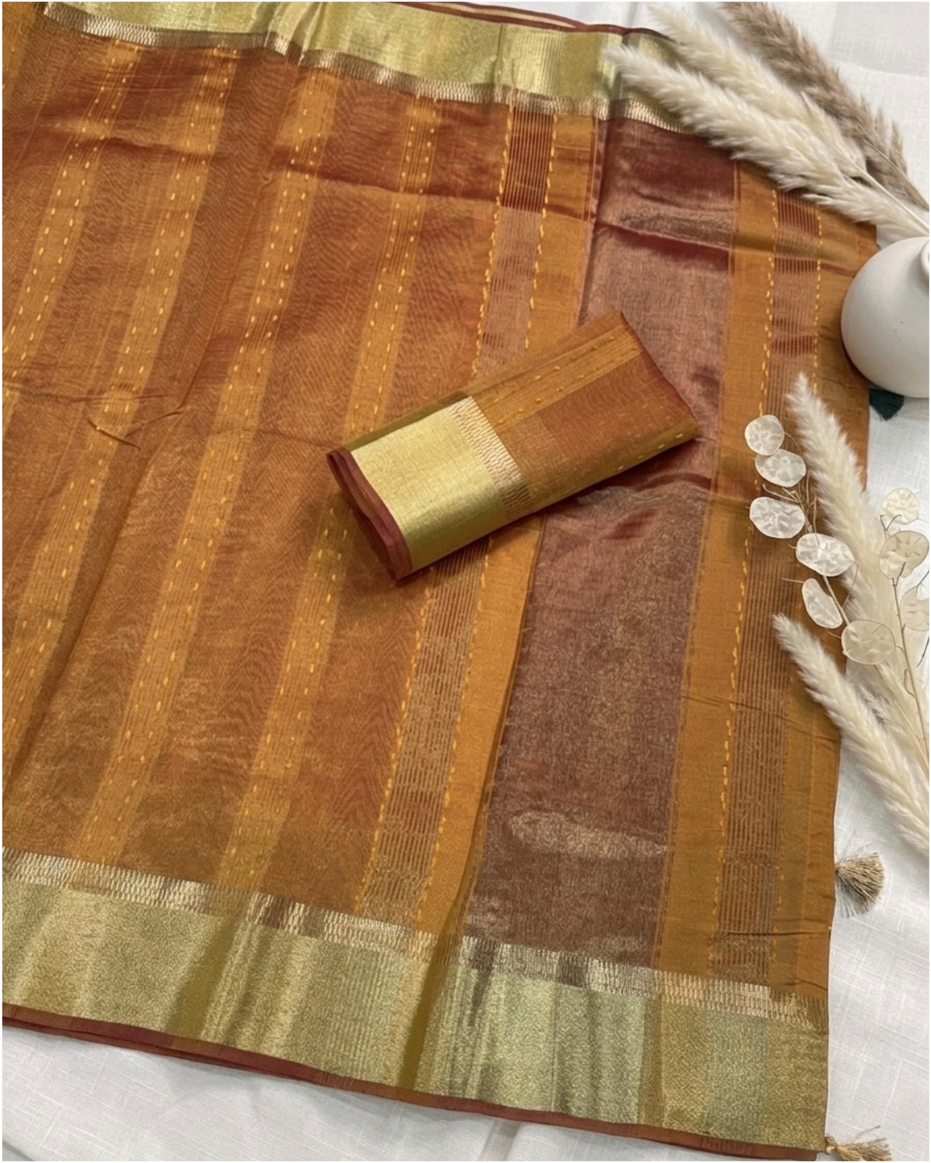 Cotton zari woven saree with running blouse