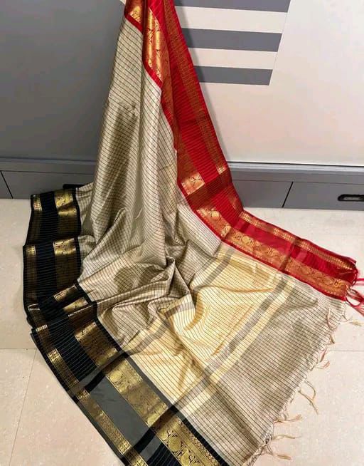 Premium Banarasi semi katan silk check saree with blouse | RF0001