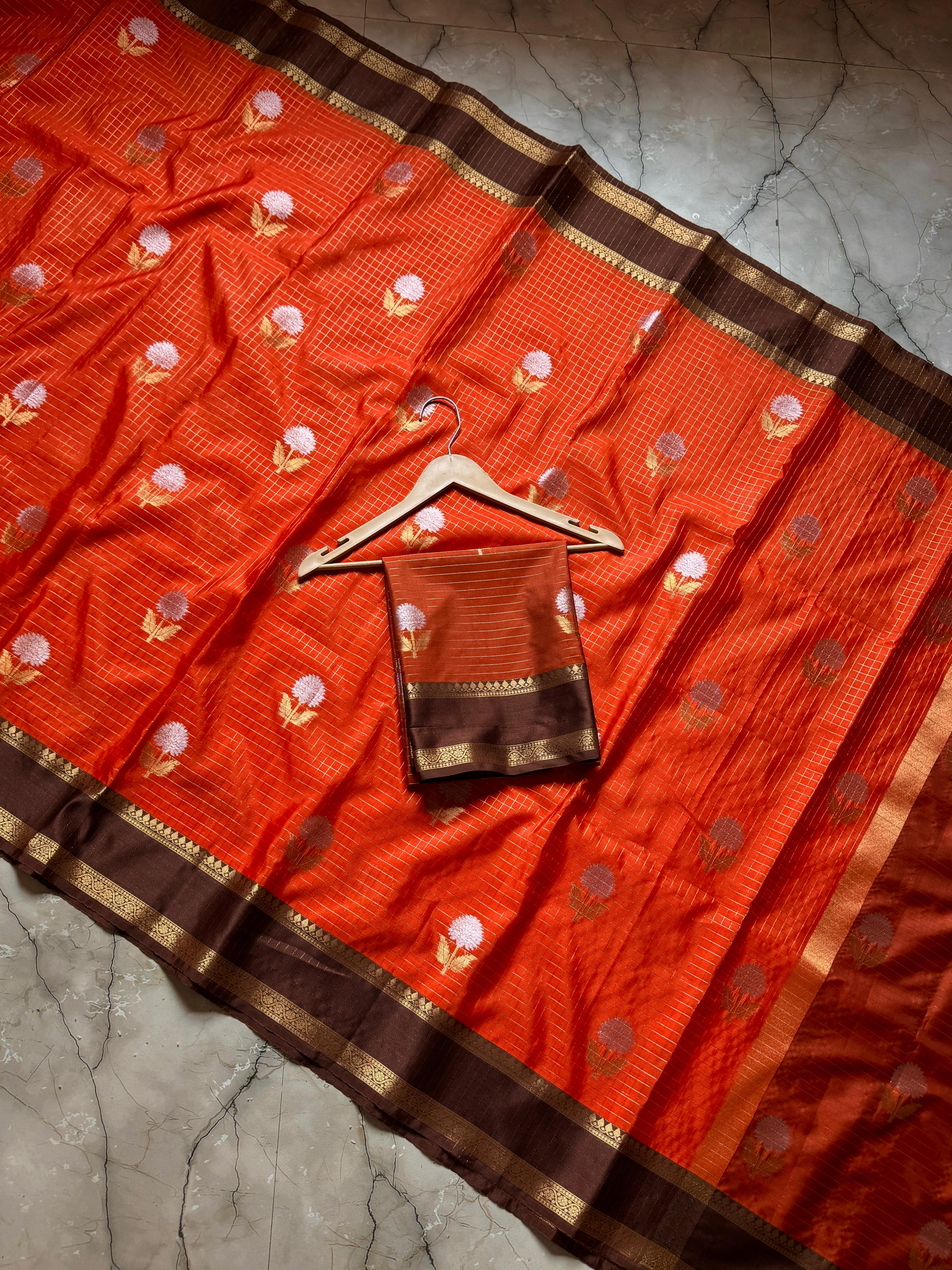 Banarasi semi katan soft silk saree with blouse | RF0008