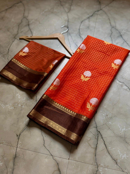 Banarasi semi katan soft silk saree with blouse | RF0008