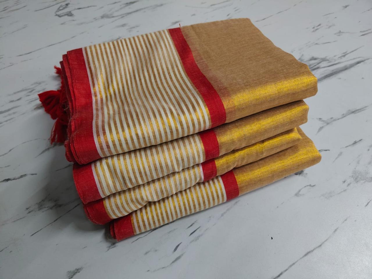 Vishu Special Tissue cotton saree with running blouse GL0004