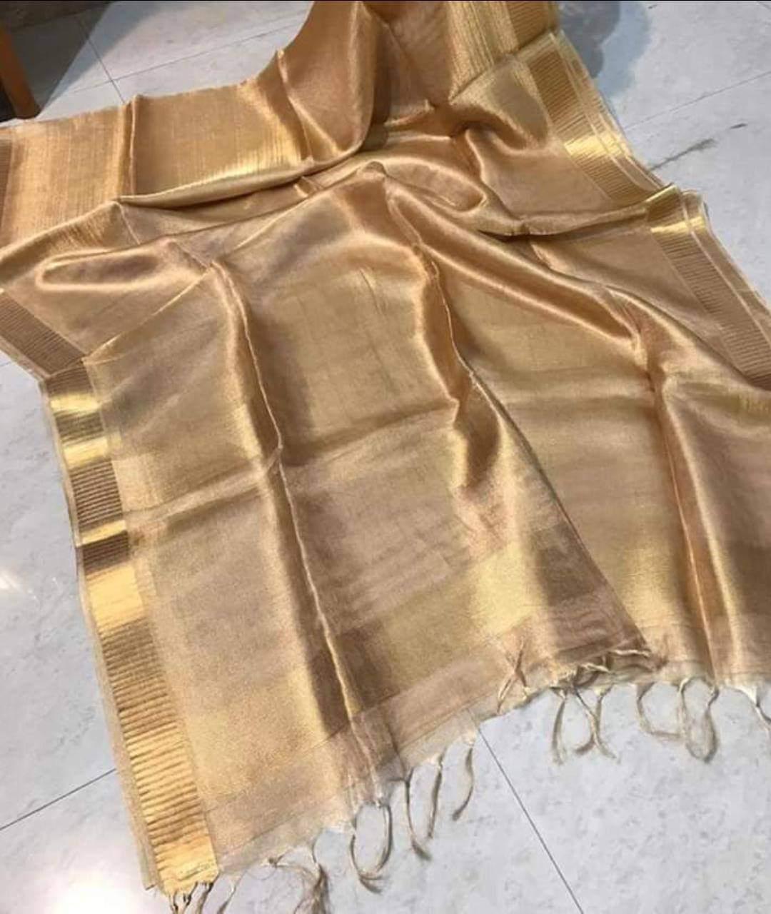 Pure tussar tissue saree with blouse | Silk mark certified