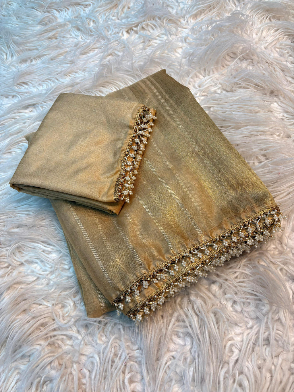 Tissue organza saree with lace borders | GF0030