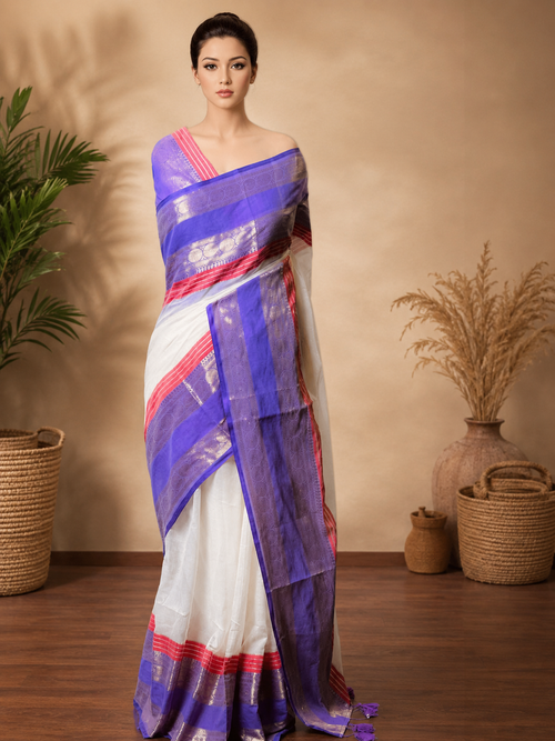 Beaitiful 120 count mul cotton saree with running blouse | SK0012