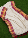 Premium mul cotton saree with beautiful kanchi borders & tassels | CS0003