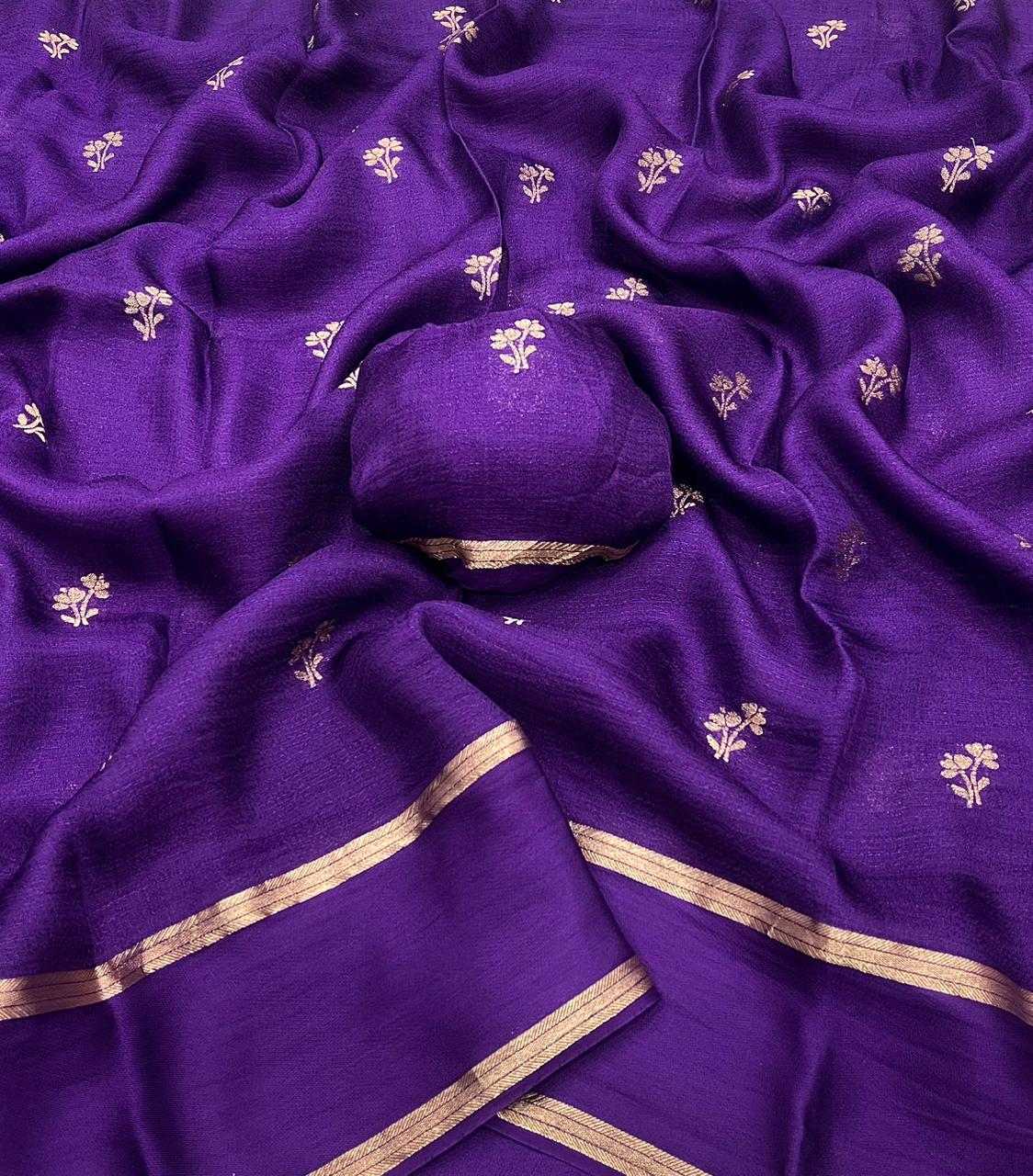 Viscose semi khaddi silk saree with blouse | GF0025
