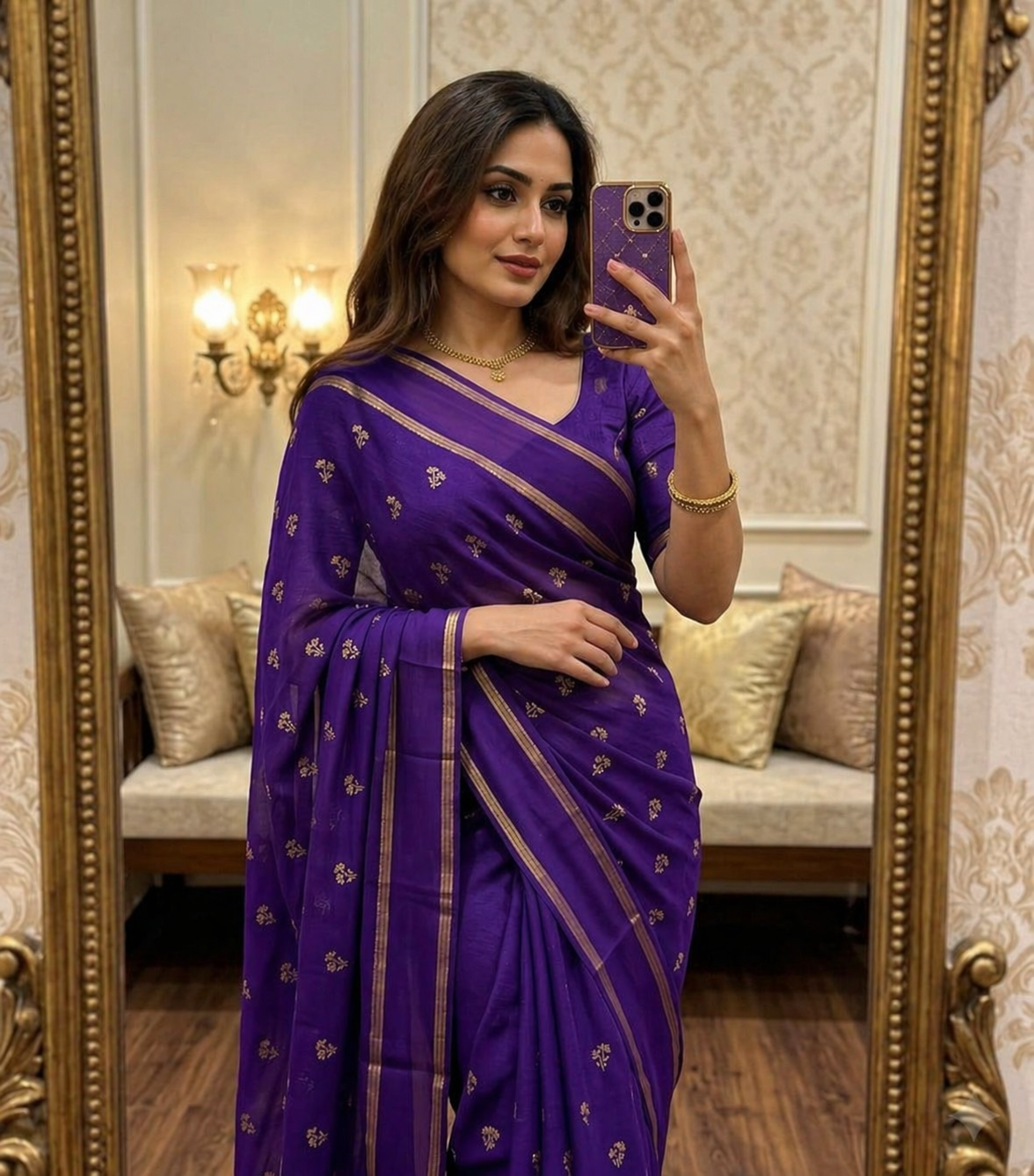 Viscose semi khaddi silk saree with blouse | GF0025