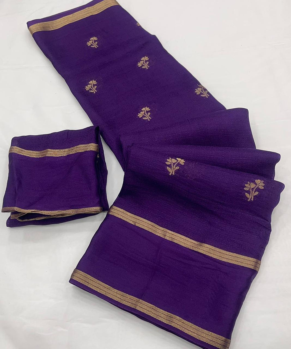 Viscose semi khaddi silk saree with blouse | GF0025